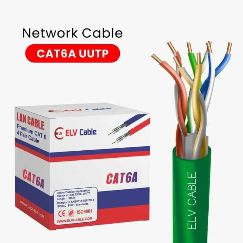  Cat 6a Utp 23 awg 4 pair network cable 305m Green Color