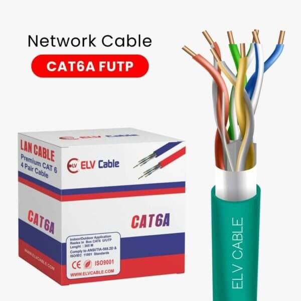 Cat6a F-Utp 23awg bulk cable Aqua Color