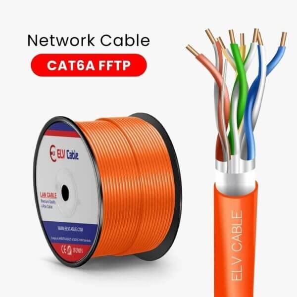 elv cable products range network cable cag5e cable cat6 cable cat6a cable cat7 cable cat8 cable ethernet cable fiber cable ftth cable outdoor cable Cat6a F-Ftp 23awg 4pair cable Orange Color