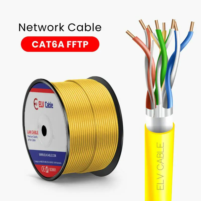  Cat6a F-Ftp 23awg 4pair hdpe Yellow Color Choosing 5 best Ethernet Cable
