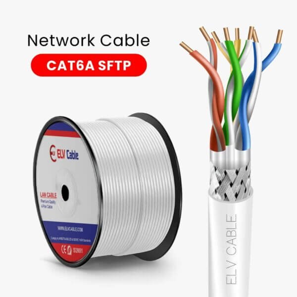 elv cable products range network cable cag5e cable cat6 cable cat6a cable cat7 cable cat8 cable ethernet cable fiber cable ftth cable outdoor cable Cat6a S-Ftp cable 23awg 4 pair White Color