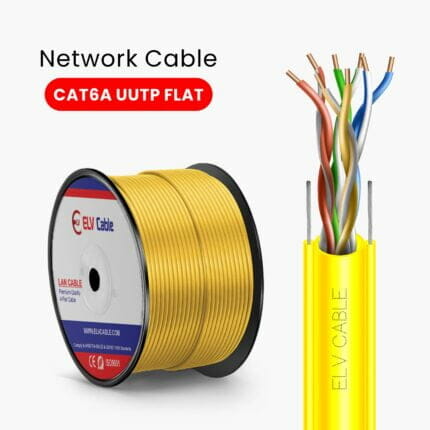 23awg 4pair Cat6a U-Utp Lift Flate Cable Yellow Color