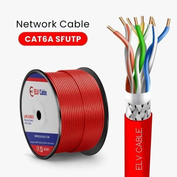 elv cable products range network cable cag5e cable cat6 cable cat6a cable cat7 cable cat8 cable ethernet cable fiber cable ftth cable outdoor cable  data cable Cat6a Sf-Utp 23awg Red Color