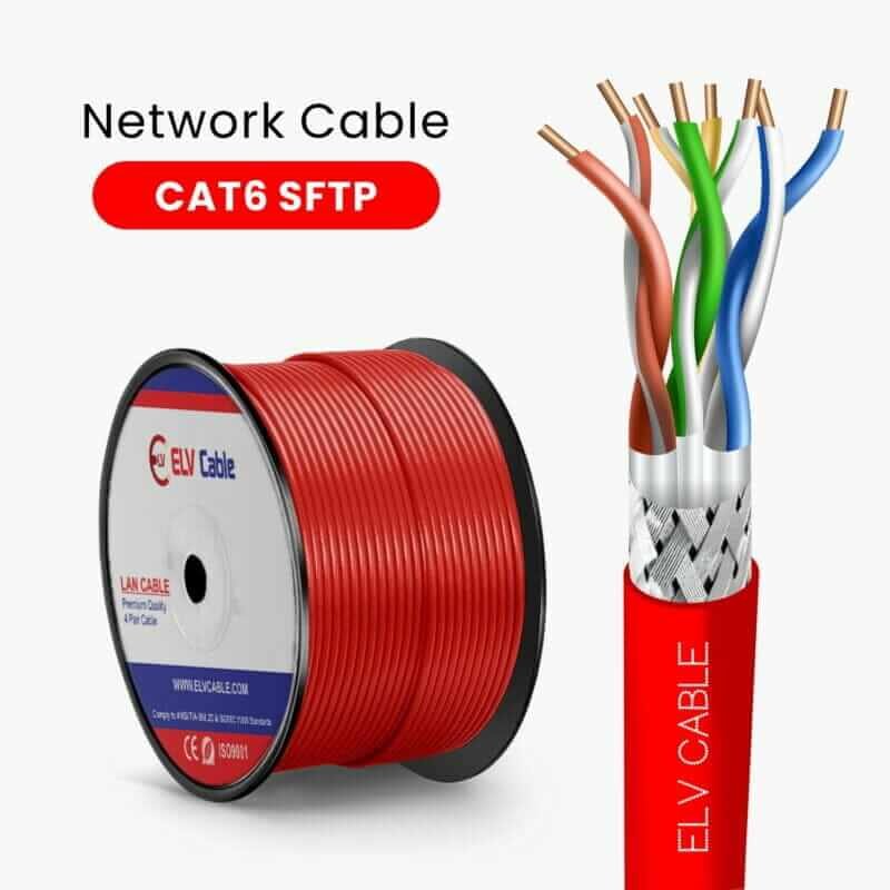 Â Cat6 S/Ftp Red 23 awg 4 pair cable 305m
