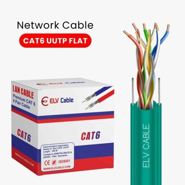Cat6 U-Utp Lift Flate Cable Series Aqua Color