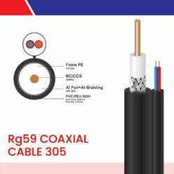 Rg59 Coaxial with 2core power cable Cable 305m